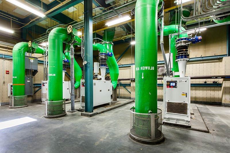 大型绿色管道内的设施和其他控制/设备.